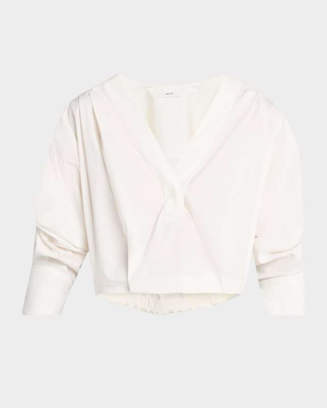 Jordan Ruched-Sleeve Popover Top